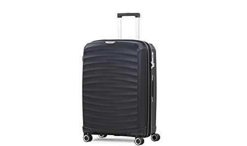 Image of Rock Sunwave Medium Expandable Hard Shell Hold Suitcase in Black - Built for Adventure, 360 Swivel-Wheels, Telescopic Handle, Impact-Resistant Material & TSA Combination Lock - 66x46x34.5cm 4.1KG