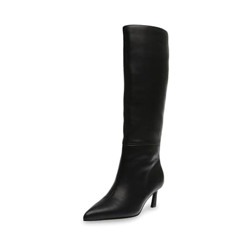 Image of Steve Madden Women's Lavan Knee High Boot, Black Leather, 4 UK