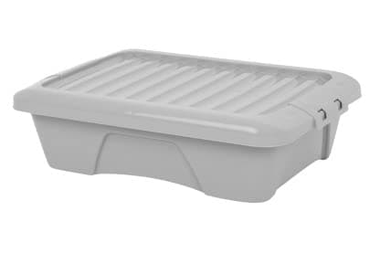Image of Homey Mart Plastic Storage Boxes Home Upcycled 22L Box & Lid Soft Grey - Set Of 5