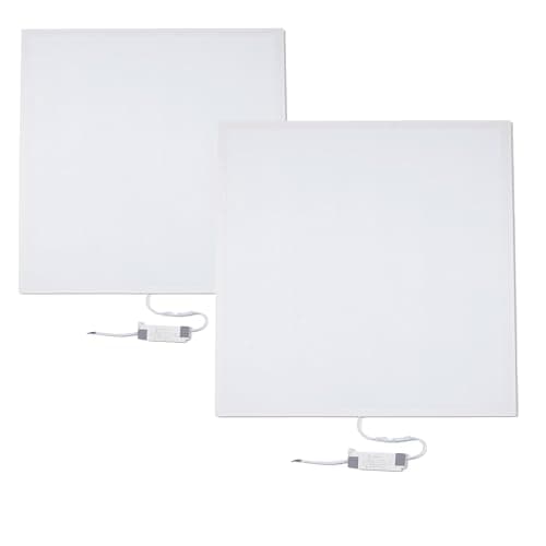 Image of Brightex Pack of 2 LED Panel Light 600x600mm 48W 4320LM – Ultra Bright Office Ceiling Light, Cool White 6000K, Recessed & Suspended Flat Square LED Panel for Office, Shop, Commercial Lighting