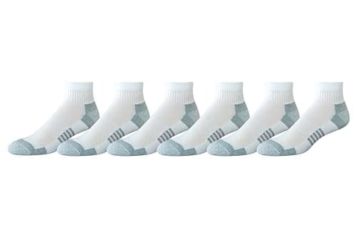 Image of Amazon Essentials Men's Athletic Ankle Socks, Breathable, Cotton Blend, Cushioned, 6 Pairs, White, 7-11