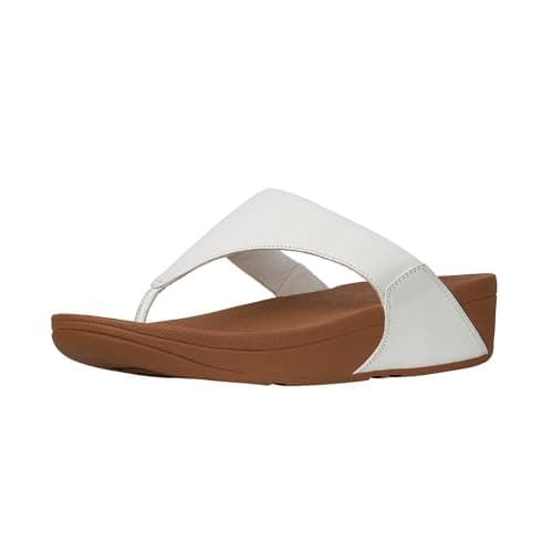 Image of Fitflop Women's Lulu Leather Flip Flops, Toe-Post Sandals, Comfortable with Natural Arch Support - White Urban White 024-6.5 UK