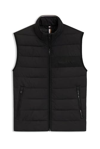 Image of BOSS Mens H-Cenito Water-Repellent Gilet with Tonal Logo Black