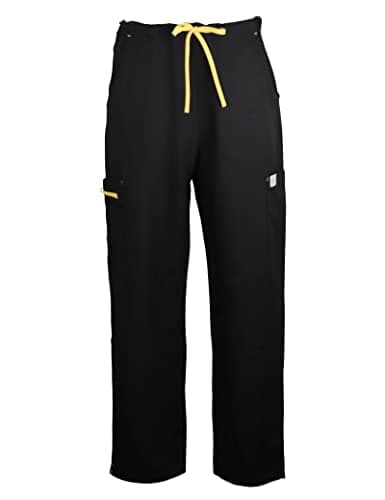 Image of JONATHAN UNIFORM Men's Cargo Scrub Trousers - Lightweight Stretch Work Pants with 5 Pockets, Elastic Waist & Adjustable Drawstring for Hospital, Chef, Beauty, Vet (Black, M)