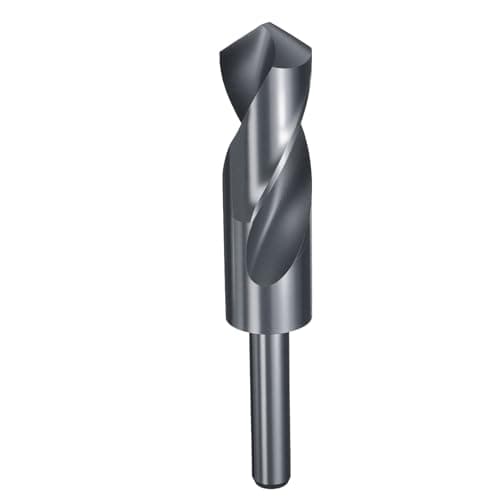 Image of sourcing map 27mm Drill Bit 1/2" Reduced Shank Round 4241 High Speed Steel Nitriding Black 118° Standard Point for Plastic Wood Copper Aluminum Iron Medium Soft Metal