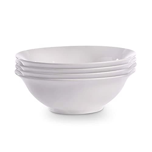 Image of White Porcelain Serving Bowls – Set of 4 Pasta & Ramen Dishes – Cereal, Soup, Salad & Noodle Bowls – Classic Chip-Resistant Ceramic Tableware – Microwave & Dishwasher Safe – M&W