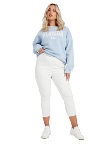 Image of Yours Curve Cropped Stretch Jenny Jeggings - Women's - Plus Size Curve White