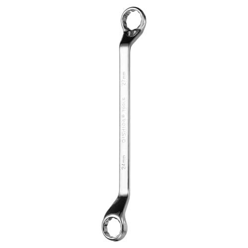 Image of sourcing map 45 Degree Offset Box End Wrench 24mm x 27mm Metric 12 Point Mirror Chrome Plated Alloy Steel Double Box Wrenches Long Industrial Grade Torx Box Wrench Repair Tool