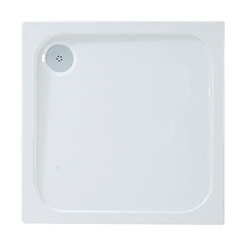 Image of Go Bathrooms Anti Slip White Square Shower Tray 800 x 800mm Non-Slip Shower Enclosure Cubicle Low Profile Shower Tray