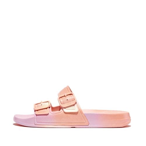 Image of Fitflop IQUSHION IRIDESCENT TWO-BAR BUCKLE SLIDES