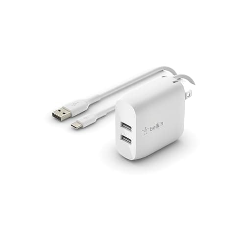 Image of Belkin 24W Dual Port USB Wall Charger - USB C Cable Included - iPhone Charger Fast Charging - USB Charger Block for Power Bank, iPad & iPad Pro, Samsung Galaxy S20, Samsung Note, Google Pixel & more