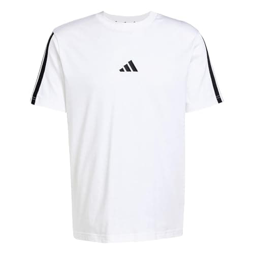 Image of adidas Men's Essentials Three Stripes Single Jersey TEE, White/Black, M