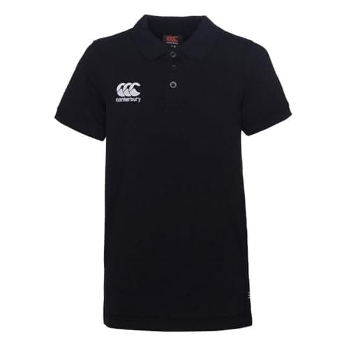 Image of Canterbury Junior Boys Waimak Cotton Polo Shirt | Rugby Shirt | Casual Polo Shirt, Black, 8