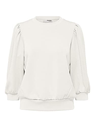 Image of SELECTED FEMME Women's Puff Sleeve Sweatshirt, snow white, L