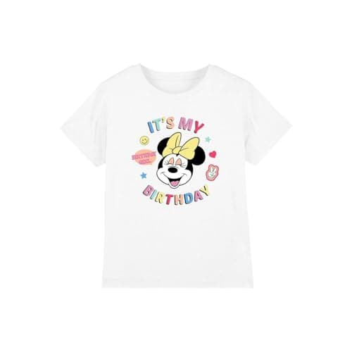 Image of Minnie Mouse It's My Birthday Girls T Shirt, White, 5-6 Years