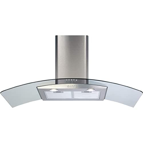 Image of CDA ECP102SS 100cm Curved Glass Cooker Hood Extractor in Stainless Steel