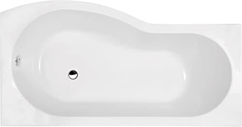 Image of Ceramica Bathroom P Shaped Right Hand Shower Bath Acrylic Gloss White Bathtub 1700 Modern