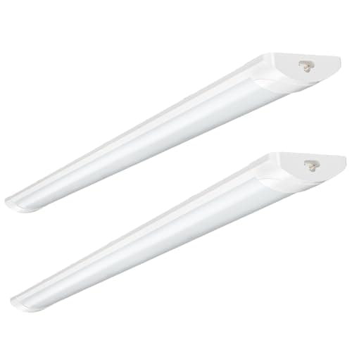 Image of 2 Pack 3FT 90cm LED Batten Light,6500K Daylight LED Tube Light,30W Linkable Fluorescent Lights,3000LM Super Bright Strip Lights,Hanging or Surface Mounted Ceiling Lighting for Office Garage Workshop
