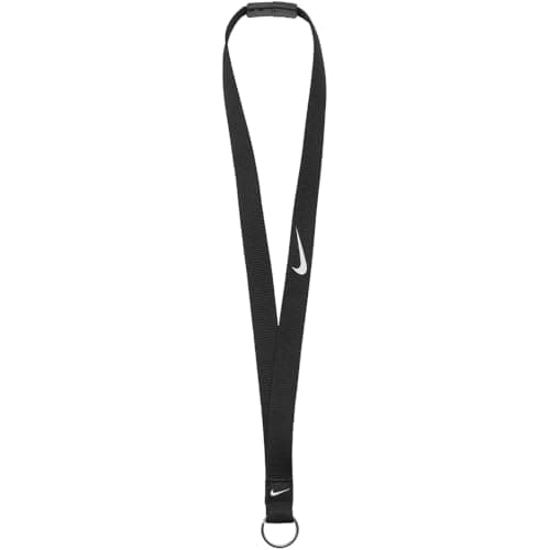 Image of Nike Essential Lanyard – Keyring with Clip – Sports Lanyard for Keys & ID, Black/Black/White, One Size