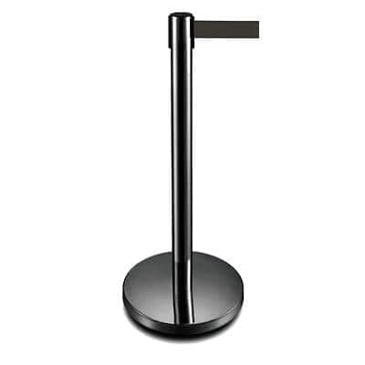 Image of GPC RPLB6B Belt Barrier with Post, 35cm x 35cm x 93cm, Black