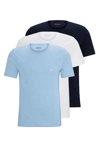 Image of BOSS Mens TShirtRN 3P Classic Three-Pack of Logo Underwear T-Shirts in Cotton Jersey