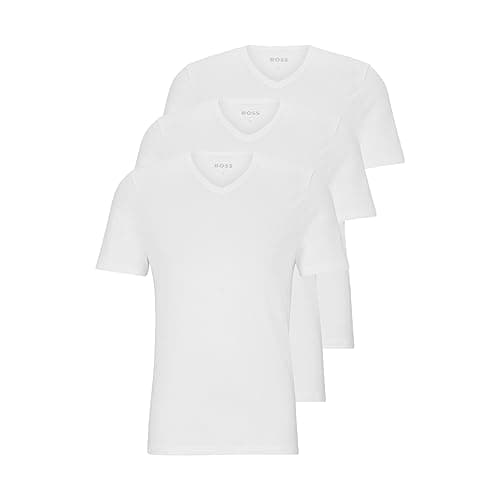Image of BOSS Men's 3-Pack V Neck Jersey T-Shirts Undershirt, White, S (Pack of 3)