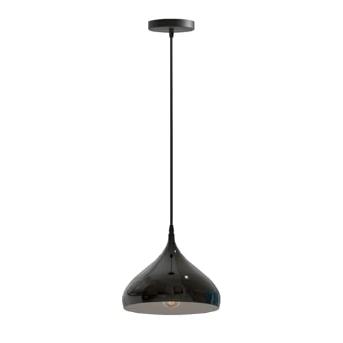 Image of LEDSone Vintage Single Head Ceiling Pendant Light Metal Shiny Black with E27 Base and Adjustable Hanging Cable for Kitchen Dining Room Living Room Bedroom Cafe Bar Hallway Office Decor