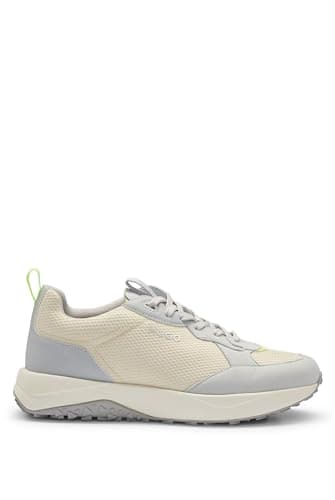 Image of HUGO Mens Kane Runn Mixed-Material Trainers with Honeycomb mesh Size 7