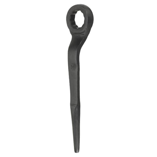 Image of sourcing map Single Head Box Wrench 38mm 45# Steel Blackening Metric Striking Wrench Offset Single Head Box End Ring Type Impact Hand Spanner with Pointed Tail for Repair Maintenance, Black