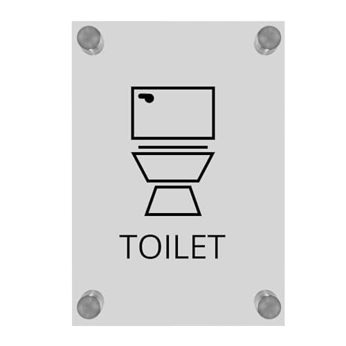 Image of OptiV Clear Acrylic Gender Neutral Toilet Sign – 140 x 200mm, 5mm Thick, Durable Clear Acrylic with Silver Standoff Fixings for Modern & Inclusive Restroom Signage, Easy Wall Mounting