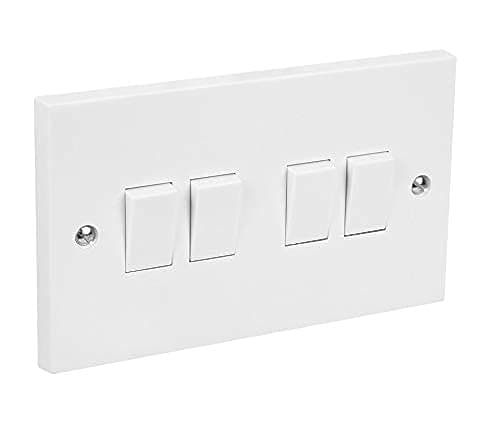 Image of Invero 4 Gang 2 Way Electric Wall Light Switch White Rocker Standard Square 10 Amp Power for two-way control 30W