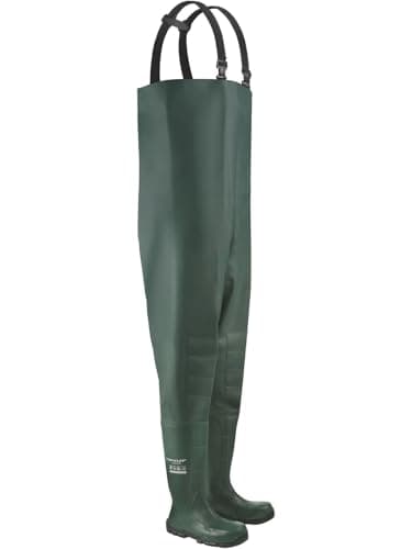 Image of DUNLOP JobGUARD Full Safety Chest Wader - Unisex, Lightweight with Snug-fit, Chemical and Slip Resistant Work Waders, Acifort, Heritage Green - EU47, UK12