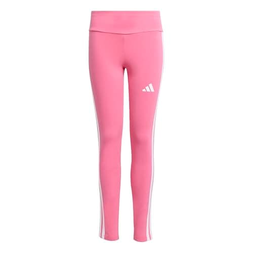 Image of adidas Girl's Essentials 3 Stripes Leggings, Pink/White, 9-10 Years