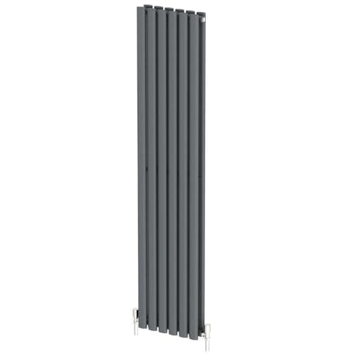 Image of Radiant Living Anthracite Vertical Radiator 1600 x 360mm – Double Panel Oval Column Designer Radiator, High Efficiency Modern Steel Heating for Living Room & Bathroom