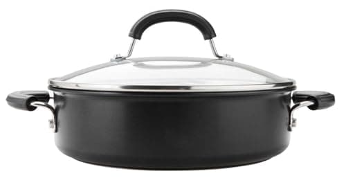 Image of Circulon Total Non Stick Saute Pan with Lid 28cm - Induction Suitable Deep Saute Pan with Toughened Glass Lid, Durable Oven & Dishwasher Safe Cookware, Black