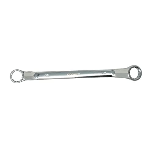 Image of Dapetz ® 16mm - 17mm deep Offset Bi-hex swan Neck Ring Spanner or Wrench, Metric Polished Comes with a sourcing map Double Box End Wrench Chrome Thin Profile and Made of Chrome Vanadium Steel