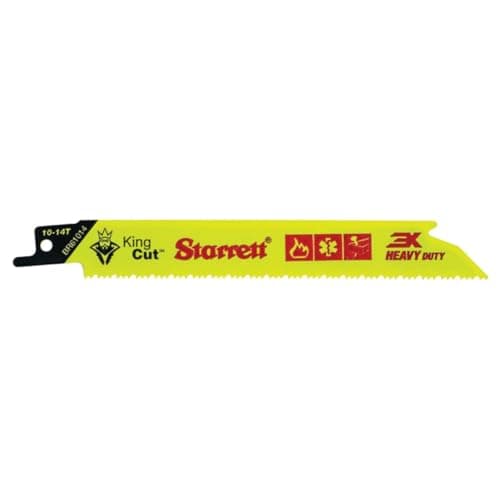 Image of Starrett BR61014-20 Bi-Metal Unique Straight King Cut Fire, Rescue and Demolition Reciprocating Saw Blade, 0.035" Thick, 10-14 TPI, 6" Length x 3/4" Width, Fluorescent Yellow (Pack of 20)