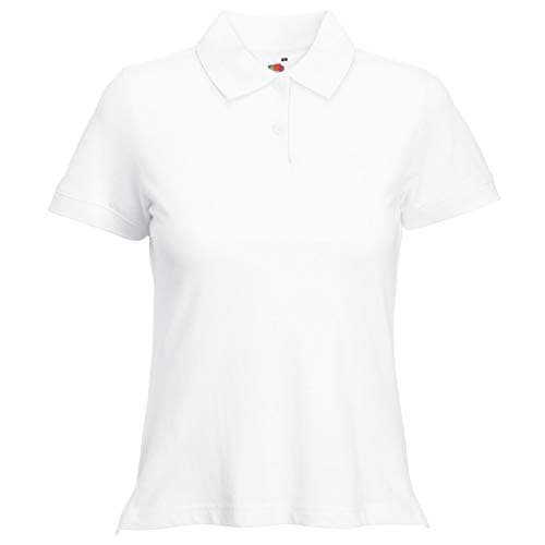 Image of Fruit of the Loom Women's Polo Shirt Short-Sleeve, Womens Men, White, Medium