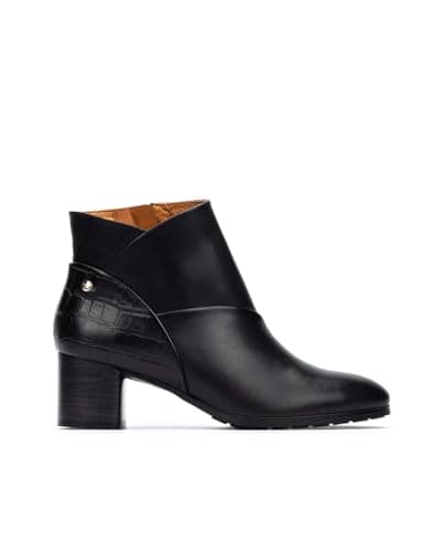 Image of Pikolinos Calafat Leather Heel Ankle Boots for Women, black, 4-4.5 UK