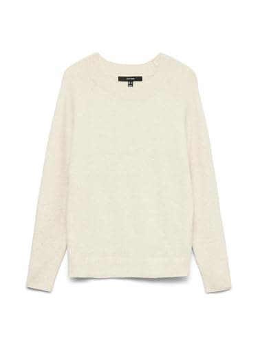 Image of Vero Moda Women's Vmdoffy Ls O-neck Blouse Noos Jumper, Beige (Birch Detail: Melange), M UK