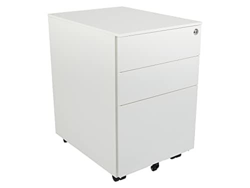 Image of The Workplace Depot Desk High Pedestal – Lockable Drawers, White Alloy Steel, Space-Saving Design – Ideal for Offices & Workspaces – 1 Unit (White, Wide)