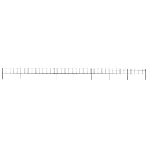 Image of vidaXL Garden Fence Spear 13.6x0.6m Outdoor Panel Barrier Border Decorative Landscape Privacy Edges Black Steel Rust-resistant Metal