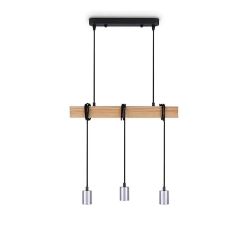Image of Paco Home LED Pendant Suspended Fitting Living Room Dining Room Vintage Look Retro E27 Fitting, Colour:Chrome, Type of luminaire___Technology:Pendant lamp 3xE27