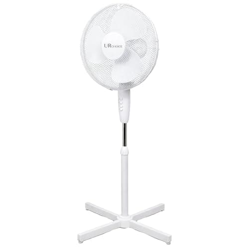 Image of 16 Inch White Pedestal Fan, Adjustable Height, 3 Speed Settings Powerful Electric Floor Fan for Cool Airflow, Lightweight Standing Fan for Home, Office, Bedroom & Living Room