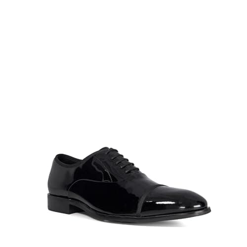 Image of Dune London Mens Shuffle Wide Fit Patent Oxford Toe Cap Shoes Size UK 11 Oxford Shoes Black