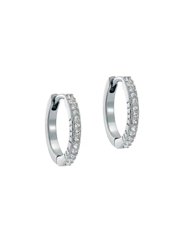Image of Ted Baker Heplie Crystal Hoop Earrings (14mm outside diameter) For Women (Silver)