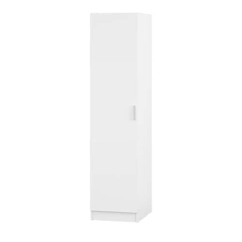 Image of Panana Modern 1 Door Wardrobe with Hanging Rail and Storage Shelf, Compact Bedroom Clothes Cupboard Organizer Furniture, Easy Assembly (White)