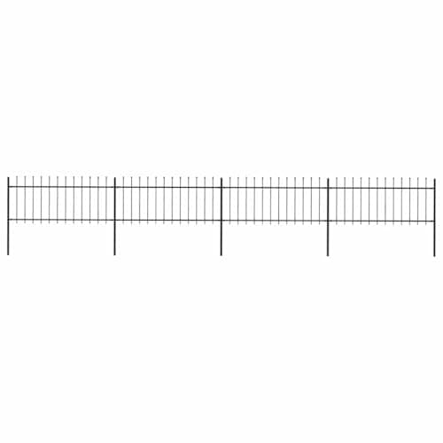Image of vidaXL Garden Fence Spear 6.8x0.8m Outdoor Panel Barrier Border Decorative Landscape Privacy Edges Black Steel Rust-Resistant Metal