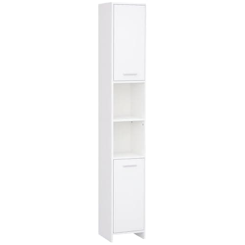 Image of HOMCOM Bathroom Floor Storage Cabinet Slim Tallboy w/Door Cupboard & Shelves For Living Room, Bedroom, Hallway White
