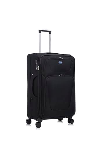 Image of Aerostar Large 29” Lightweight Softshell Expandable Suitcase, Integrated Combination Lock, 4 Wheels Check in Luggage for 23kg (Black, 112 litres)